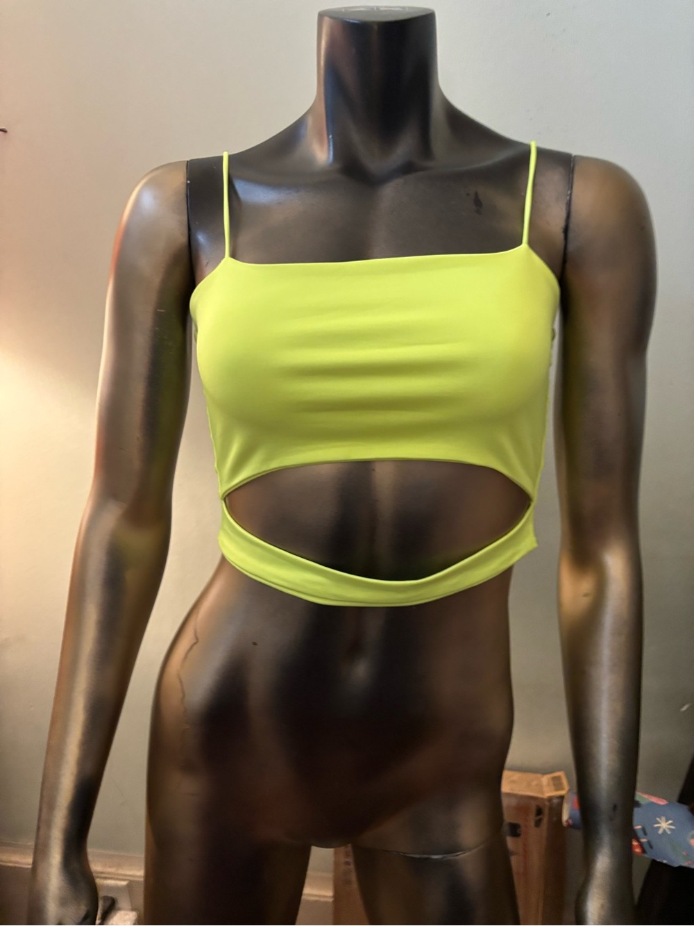 SHEIN Neon Yellow-Green Stretch Crop Top